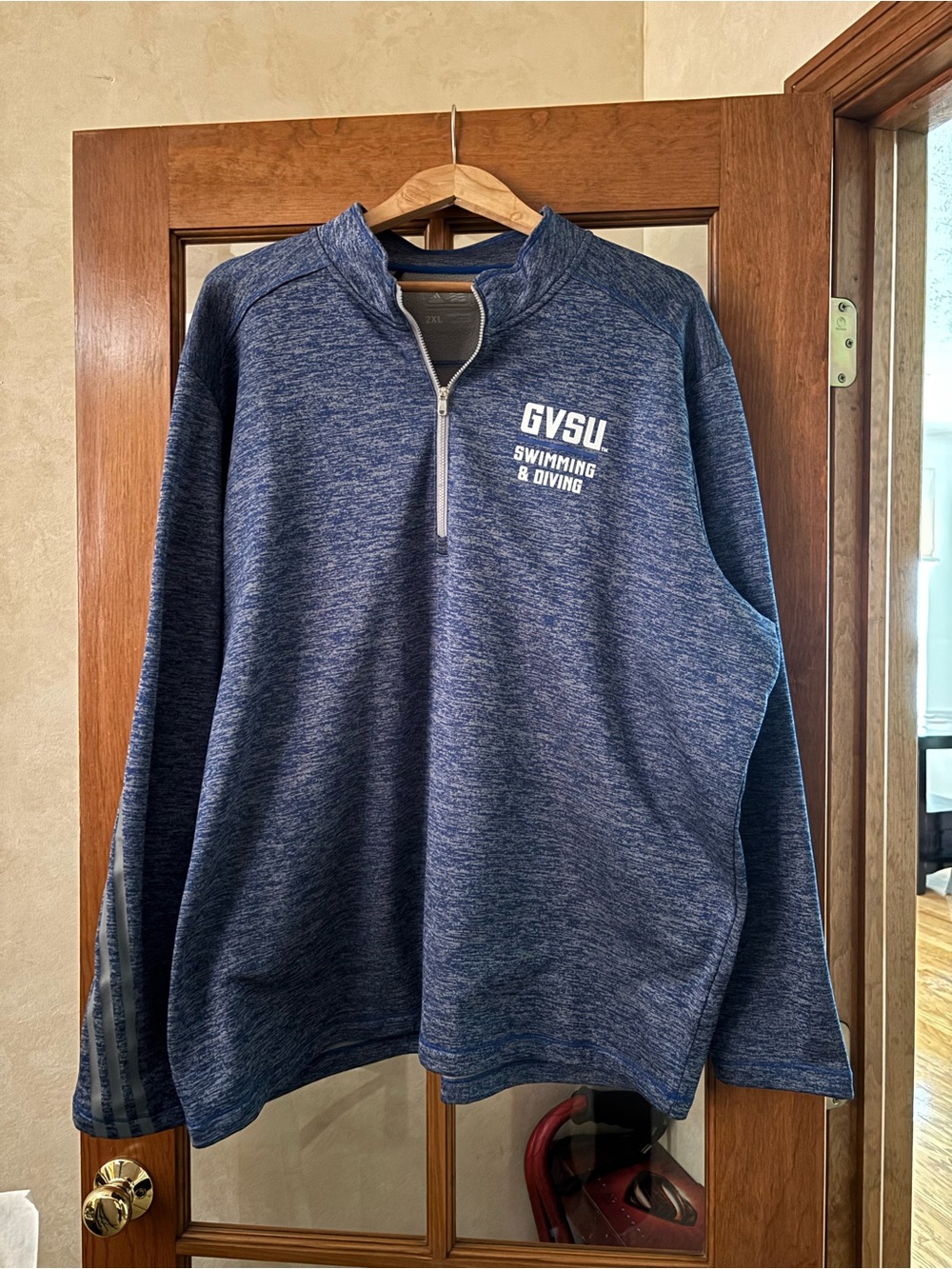 adidas Navy Heather Quarter-Zip Pullover with GVSU Swim Logo